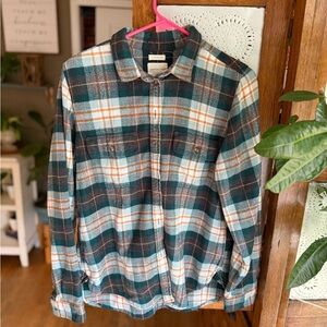 American Eagle Outfitters Teal and Orange Plaid Blouse